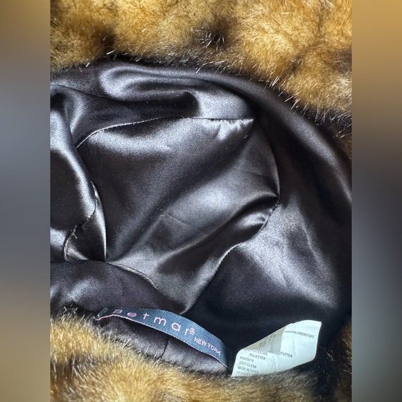 Betmar New York Faux Fur Hat Brown satin lining winter bucket style apres ski - Picture 2 of 7